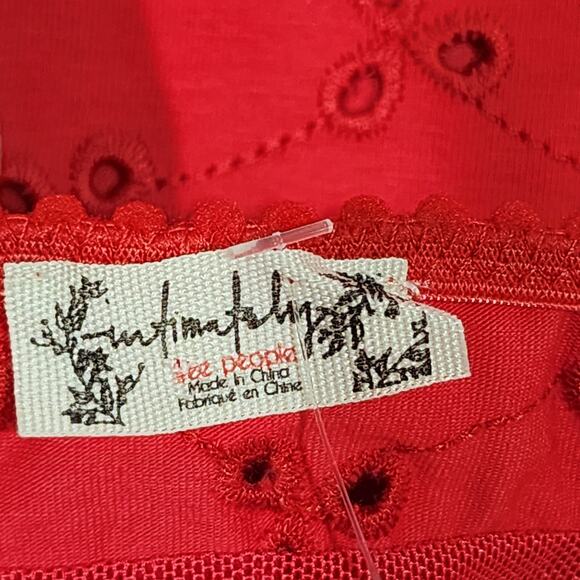 Intimataly Free People Dress Full Bloom Mini Slip Dress A Line XL Red Eyelet - Picture 6 of 11